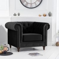 milano chesterfield black velvet armchair