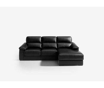 Chaise longue piel willy derecha 4 plazas negro