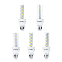 aigostar - pack de 5 bombillas led t3 2u de 8 watios casquillo gordo e27 640 lumen y luz fria 6400k clase de eficiencia energetica a