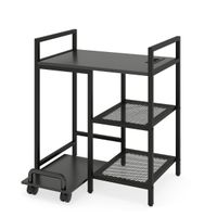 costway soporte para impresora con estacion de carga mesa para impresora de 3 niveles con estantes soporte movil con ruedas bloqueables negro