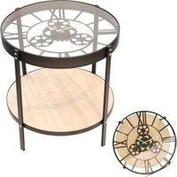 mesa de centro auxiliar diseno vintage reloj con movimiento o51x49 cm