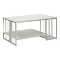 mesa de centro de metal plateado y marmol cm 90x60x45