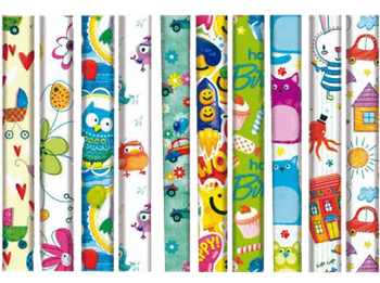 Papel de regalo - Campus Surtido Infantil, 70 x 200 cm, 1 rollo, Color aleatorio
