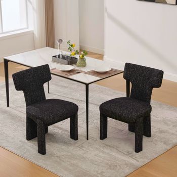 Set De 2 Sillones Modernos - Mueble De Salón - Chenilla Y Madera - Negro-gris (64x56x86cm)