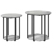 2 piezas conjunto de mesas auxiliar  mesa de apoyoes con estante gris