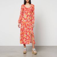 rixo olimani floral-print chiffon midi dress - uk 8