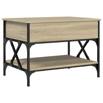 Mesa De Centro Madera Ingeniería Sonoma Y Metal 70x50x50 Cm