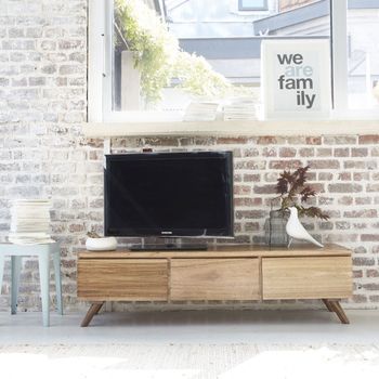 Mueble Tv De Madera De Mindi Maciza 150 Cm