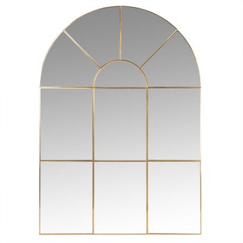 Espejo tipo ventana en arco de acero dorado 50x70 cm