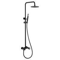 set de ducha negro mate en acero y laton con barra extensible y cartucho ceramico