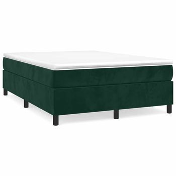 Estructura De Cama Box Spring Terciopelo Verde Oscuro 140x200cm