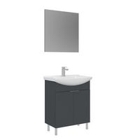 conjunto de mueble con lavabo y espejo 2 piezas  - 65 x 50 x 83 cm - antracita mate