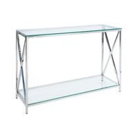 consola de vidrio templado transparente plateado 120 x 40 cm acero inoxidable audet