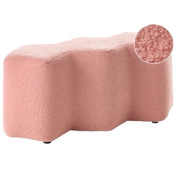 Banco Otomana Tapizado De Bouclé Dormitorio Sala De Estar 86 X 30 Forma Irregular Rosa Littleton
