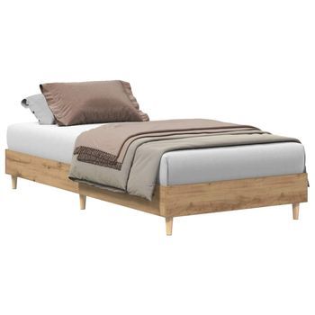 Cama Individual | Cama Para Adultos | Estructura De Cama Sin Colchón Roble Artesanal 90x200 Cm
