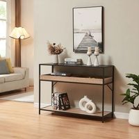 mesa consola belana 100x30x75 cm - negroefecto roble