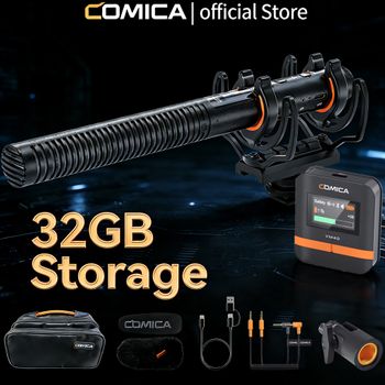 Micrófono inalámbrico de dirección supercardioide COMICA VM40, 2,4 GHz, 48 kHz, 32 bits, con 32 GB de memoria interna, para cámaras, teléfonos inteligentes y PC.