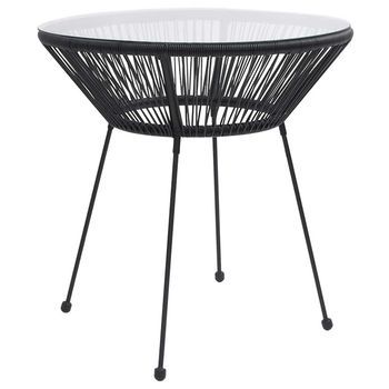 Mesa De Comedor De Jardín Acero Y Vidrio Negra Ø70x74 Cm Vidaxl