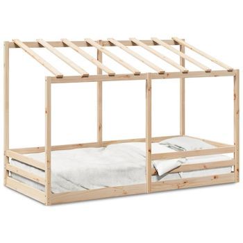 Cama Para Niños Con Techo Madera Maciza De Pino 80x200 Cm