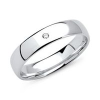 anillo grabable para mujer en oro blanco 14 quilates con diamante