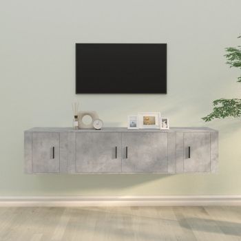 Set De 3 Uds Muebles Tv | Mueble De Salón | Armario Tv Madera Contrachapada Gris Hormigón Cfw788821