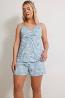 yours pijama tirantes azul de algodon con margaritas