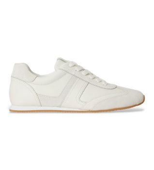 Lauren Ralph Lauren para mujer. 802P17694001 Deportivas Dani de piel y ante blanco (36), Plano, Cordones, Casual