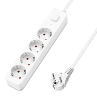 aigostar regleta enchufes alargador enchufe de 4 enchufes con interruptor cable de 5 metros blanco
