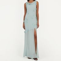 rotate birger christensen waterfall chiffon maxi dress - uk 12