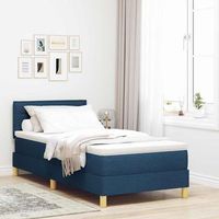 cama tipo box spring con cojin manual azul 100 x 200 cm tela vidaxl
