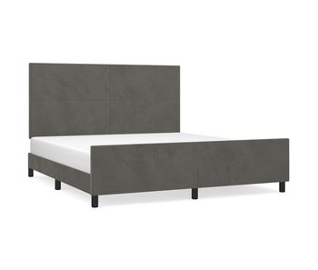 Estructura cama con cabecero terciopelo gris oscuro 180x200 cm diseño plano