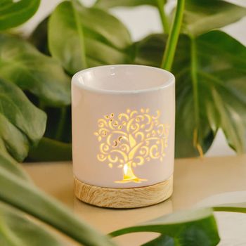 Quemador de perfume en cerámica lacada blanca - h10,5 cm