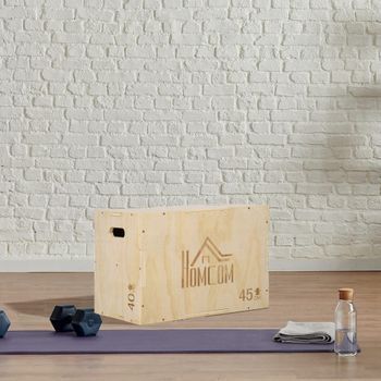 Caja Pliométrica Homcom Madera De Haya, 45x40x60 Cm, Madera Natural