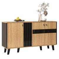 aparador - mueble de salon - tablero de particulas - negro y madera 140x785x41cm