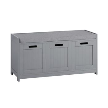 Zapatero banco con 2 puertas y 1 cajón madera gris