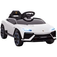 aiyaplay coche electrico para ninos de 3 anos con licencia lamborghini bateria 12v mando a distancia 24 g motor doble blanco