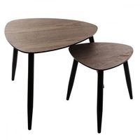 pack 2 mesitas auxiliares tablero mdf y patas de roble madera