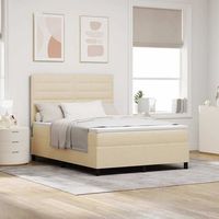 vidaxl cama tipo box spring con colchon crema 140 x 190 cm tela