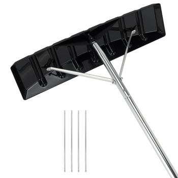 Costway Rastrillo de Aluminio de Altura Ajustable 1,48-6,08m con 4 Postes Extensibles Rastrillo Quitanieves para Techo Nieve Hojas Automóvil
