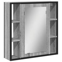 armario con espejo de bano  mueble bano madera gris sonoma 60x16x60 cm