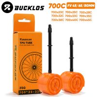 camara de aire bucklos para bicicleta de carreteragravel 700c camara de aire de tpu para bicicleta 700x2332c 700x3345c neumatico interior de tpu 45mm 65mm 80mm con valvula presta