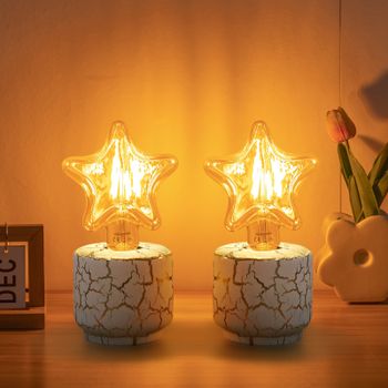 Aigostar Lampara de Mesa de Cerámica,Imitación Mármol,con Interruptor de Cable,para Lámparas E27,max.60W, Lámpara de Sobremesa para Dormitorio, Salón,sin fuente de luz,2 PCS