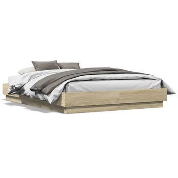 Cama Matrimonial | Cama Para Adultos | Estructura De Cama Madera De Ingeniería Roble Sonoma 140x190 Cm