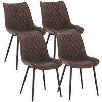 4 sillas de comedor de polipiel - 46x405x855cm -  metal - marron
