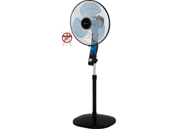 Ventilador de pie - Rowenta VU4420F2, 60 W, 1.3 m, 55 m³/min, 54 dB, 3 Velocidades, Función Antimosquitos, Silencioso, Negro