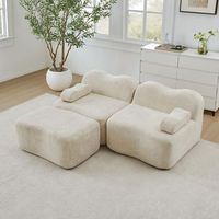 sofa modular l 2 plazas  chaise longue boneless forma ondulada reposabrazos movil sin montaje beige