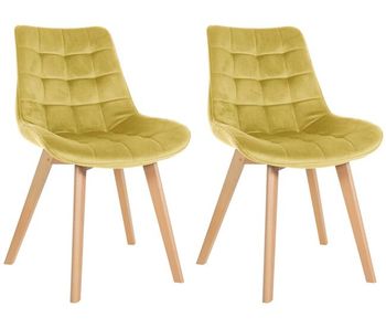 Set de 2 sillas de comedor brook en terciopelo amarillo 63x54x84 cm