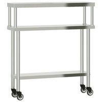 mesa de trabajo para cocina con estante acero inox 110x30x120cm