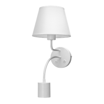 Aigostar Lámpara de Pared Industrial Retro con Pantalla de Tela, Brazo Ajustable y 2 Portalámparas (E27/GU10), Blanco (Sin Bombilla)
