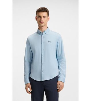 BOSS para hombre. 50544795 Camisa Motion azul (L), Casual, Algodón, Clásico, Manga larga